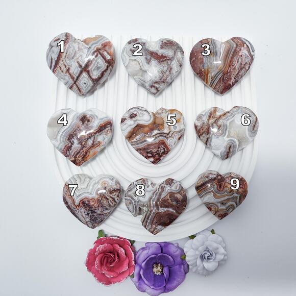 Mexican Lace Agate Heart Crystal Carving - Picture 7 of 9